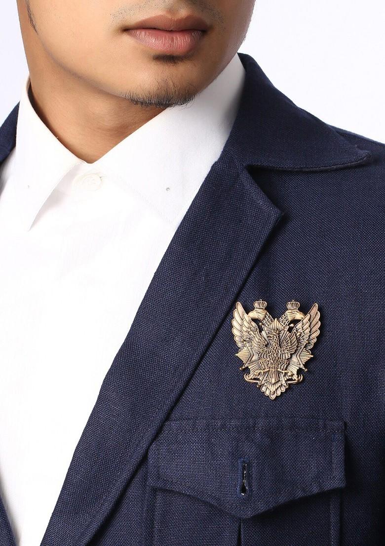 Men Gold Toned Duo Phoenix Statement Brooch