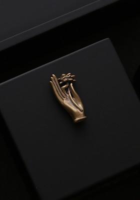 Men Antique Gold Toned The Padma Mudra Statement Brooch