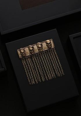 Men Gold Toned Skull Age Shaped Brooch