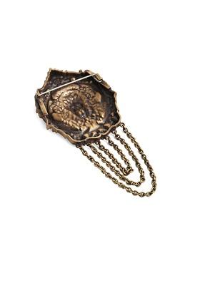 Men Antique Gold The Lion Power Brooch