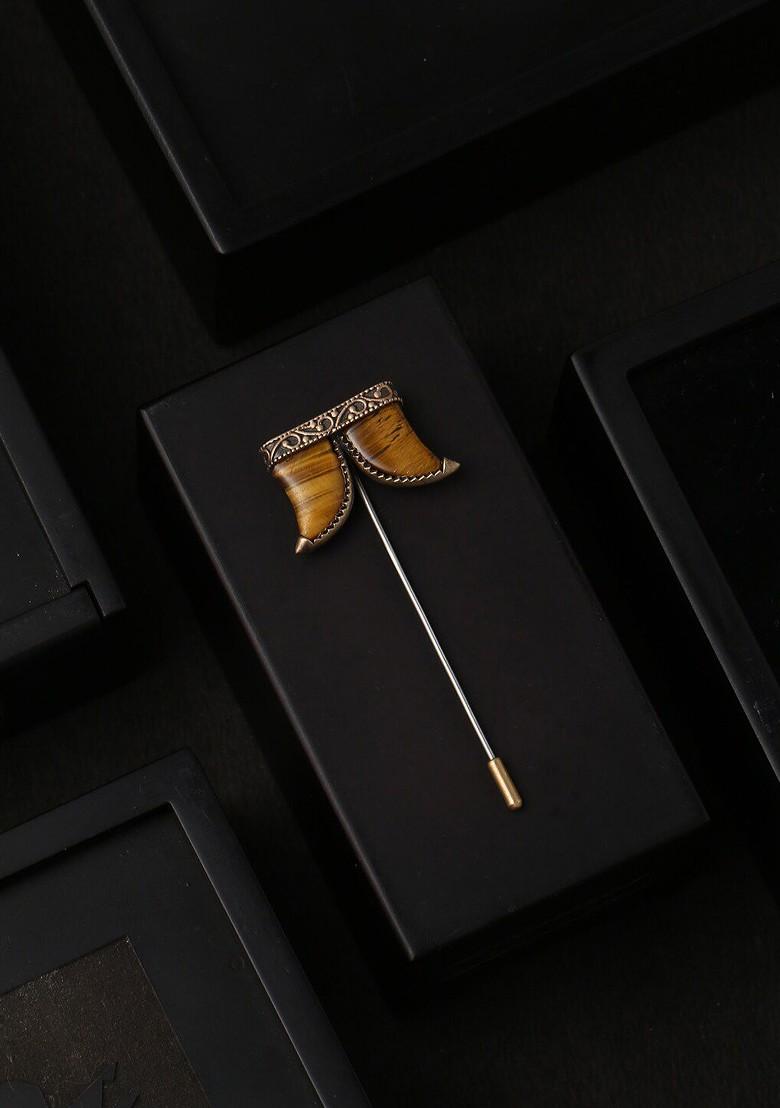 Men Gold Toned The Claws Shaped Statement Lapel Pin