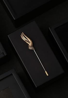 Gold Toned Meditate Statement Lapel Pin