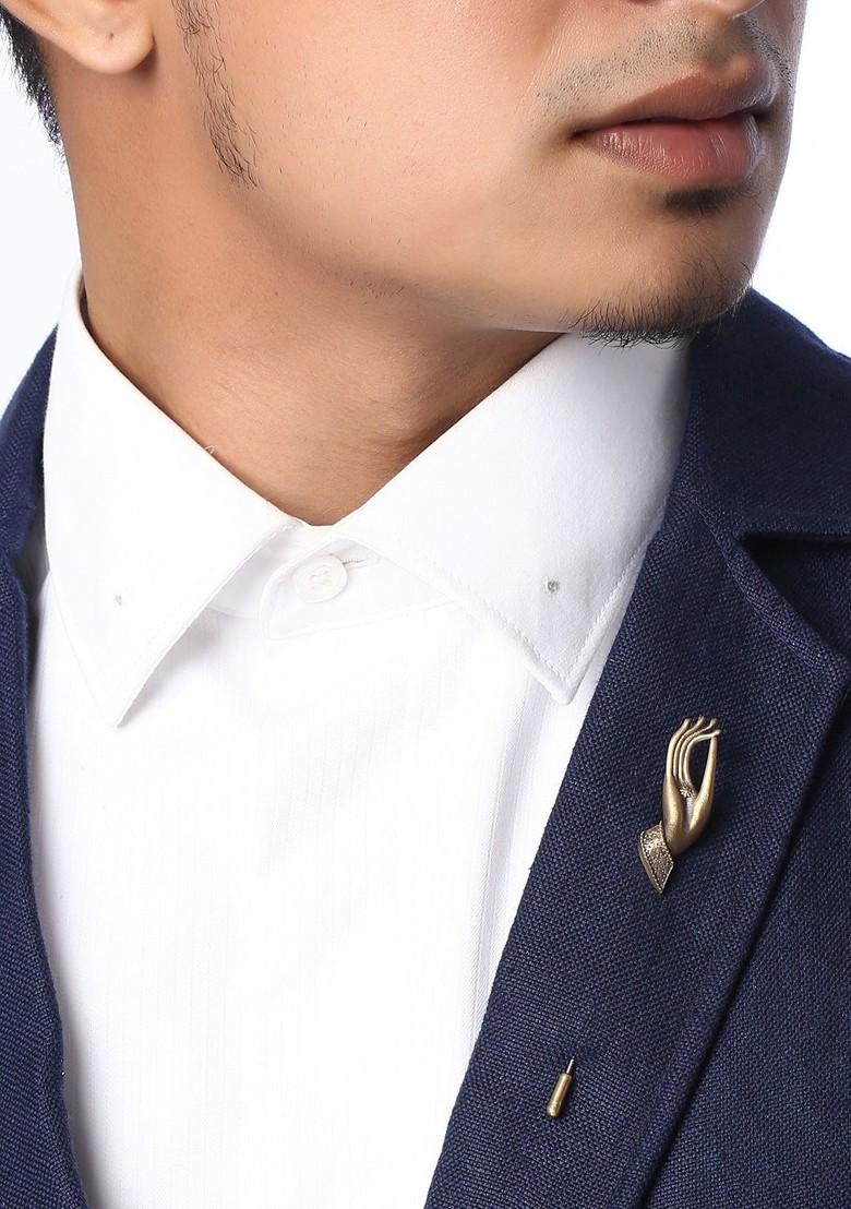 Gold Toned Meditate Statement Lapel Pin