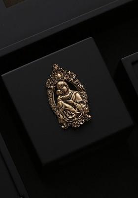 Men Antique Gold Toned The Mother Marry Shaped Statement Brooch