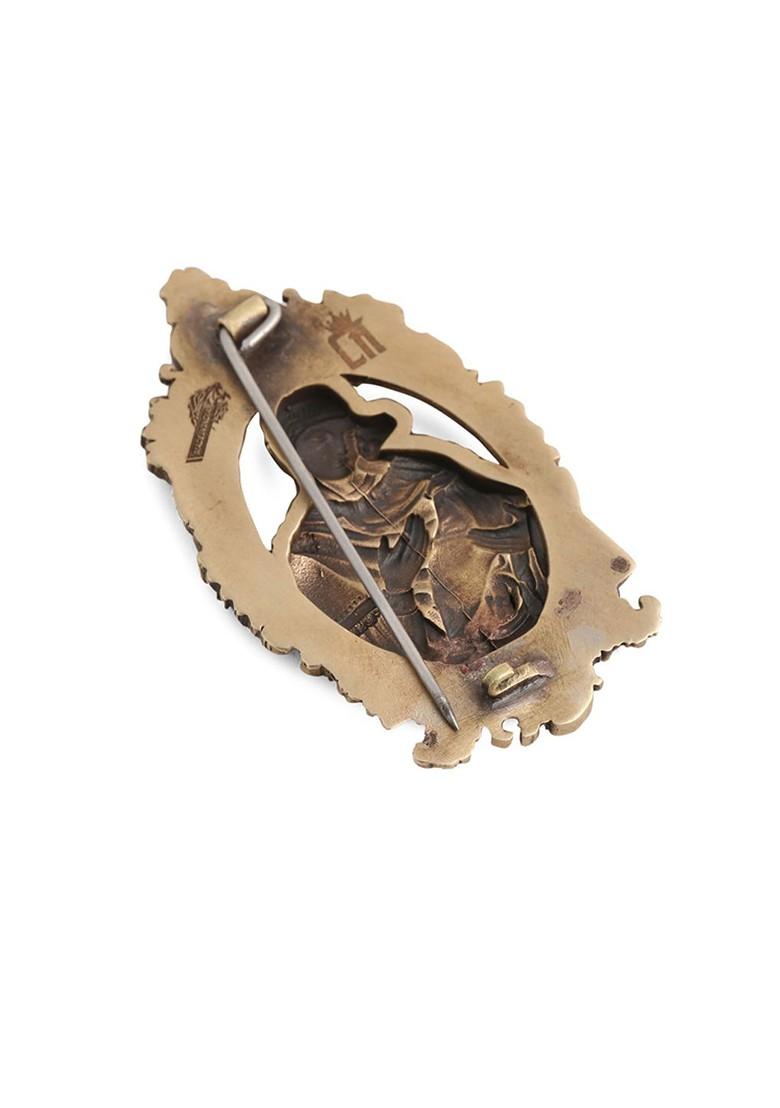 Men Antique Gold Toned The Mother Marry Shaped Statement Brooch