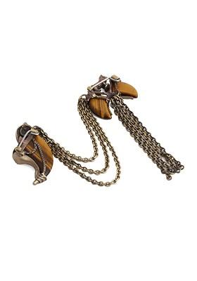 Men Antique Gold Toned The Resting Lion Shaped Statement Brooch