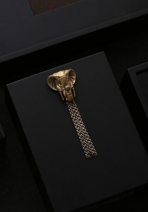 Men Antique Gold Toned Majesty Brooch