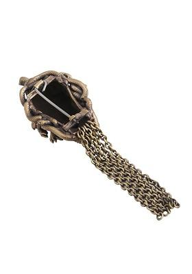 Men Antique Gold Toned Medus Brooch