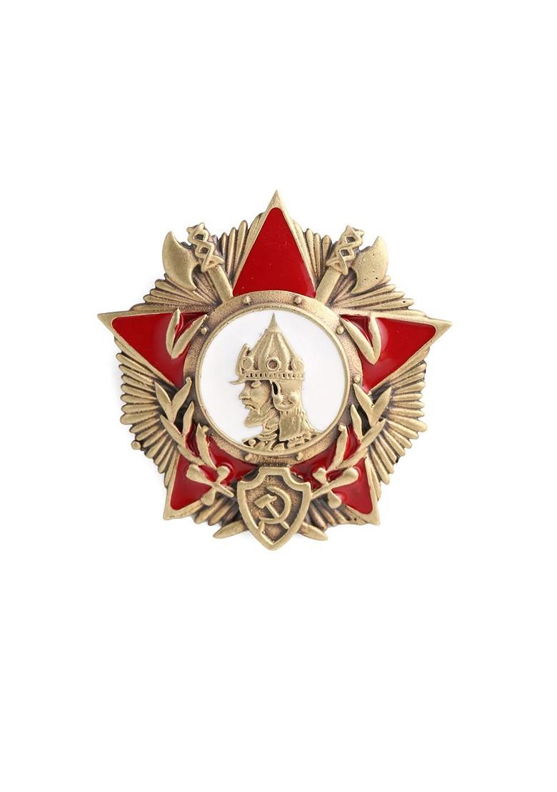 Men Antique Gold Toned Red The Hannibal Shaped Statement Brooch