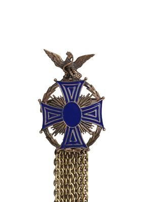 Men Antique Gold Toned Blue Rising Eagle Brooch