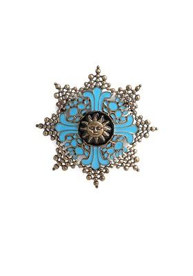 Men Antique Gold Toned Blue The Horatious Statement Brooch