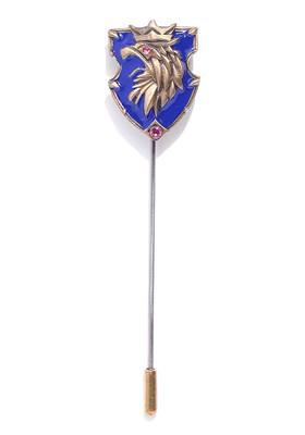 Men Blue Gold Toned The Eagle Shield Shaped Lapel Pin