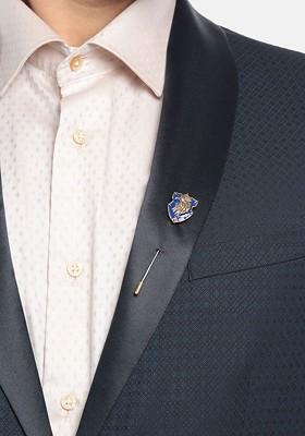 Men Blue Gold Toned The Eagle Shield Shaped Lapel Pin