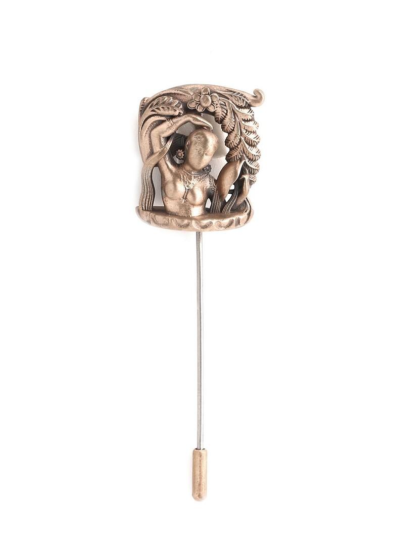 Men Gold Toned The Apsara Shaped Lapel Pin