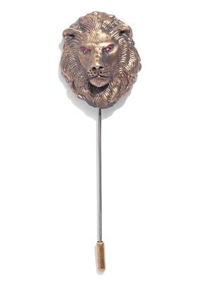 Men Antique Gold Toned Stone Studded The Lion King Shaped Lapel Pin