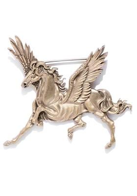 Men Antique Gold Toned The Winged Horse Shaped Statement Brooch
