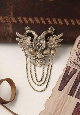 Men Antique Gold Toned Rising Phoenix Shaped Statement Brooch