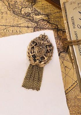 Men Antique Gold Toned The Musahi Tasselled Statement Brooch