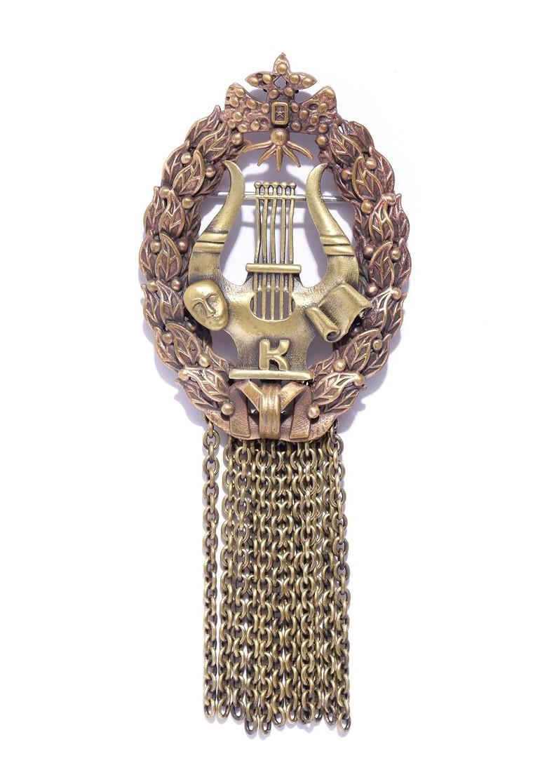 Men Antique Gold Copper Toned Neptune Statement Brooch