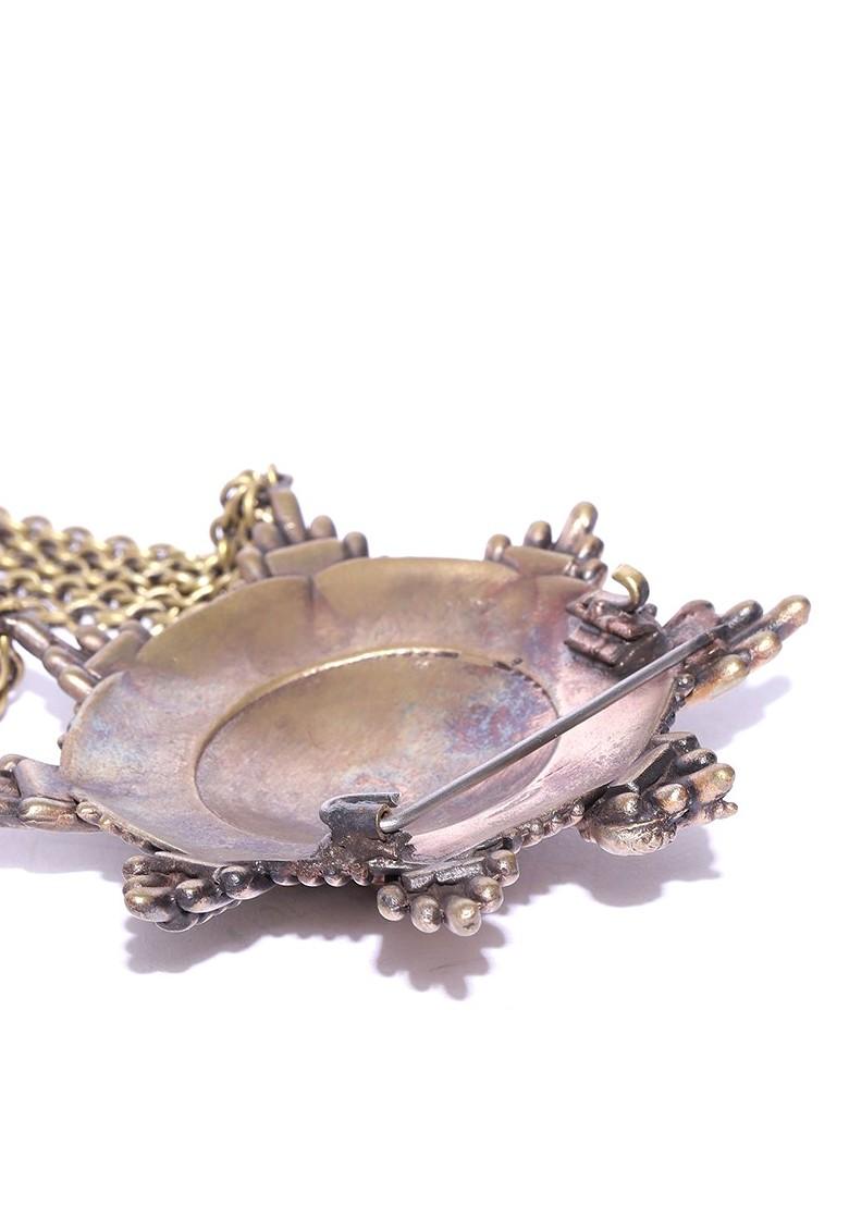 Men Antique Gold Toned The Almighty Lion Shaped Brooch