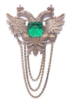 Men Antique Gold Toned Green The Rising Phoenix Stone Statement Brooch