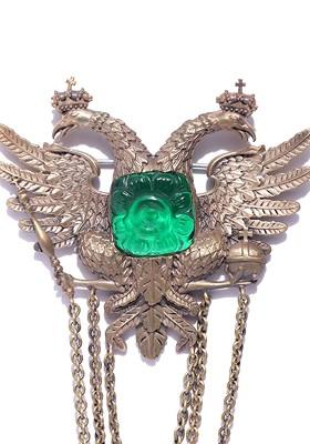 Men Antique Gold Toned Green The Rising Phoenix Stone Statement Brooch