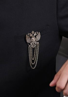 Men Antique Gold Toned Duo Phoenix Shaped Statement Brooch