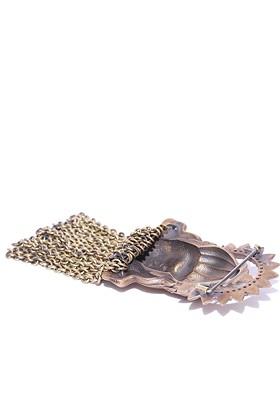 Men Antique Gold Toned Stone Studded The Hanuman Shaped Brooch