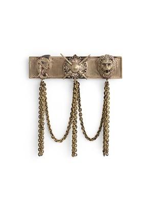 Men Antique Gold Toned The Maharaja Chained Statement Brooch