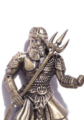 Men Antique Gold Toned Poseidon Shaped Statement Brooch