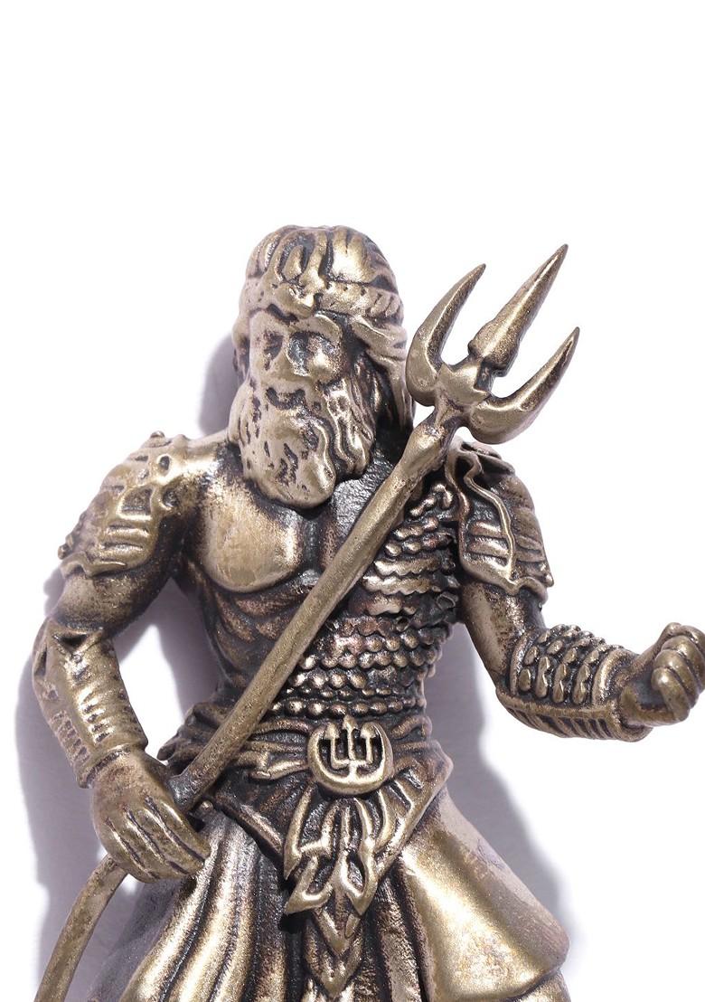 Men Antique Gold Toned Poseidon Shaped Statement Brooch