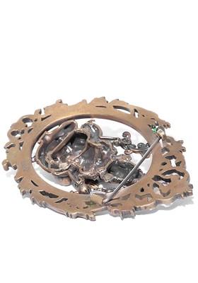 Men Antique Gold Toned Green The Lord Ganesha Statement Brooch