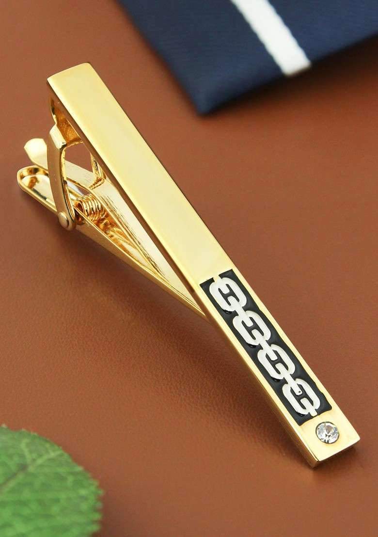 Unisex Gold Toned White Stone Studded Egyption King Tie Pin - Indya