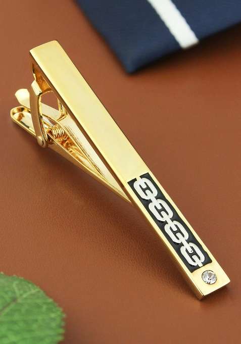 Unisex Gold Toned White Stone Studded Egyption King Tie Pin
