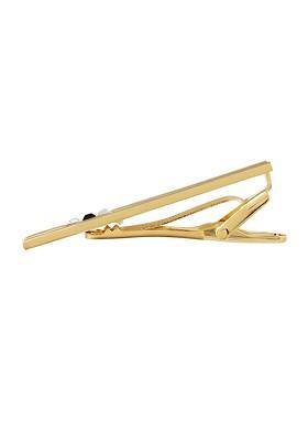 Unisex Gold Toned Black Artificial Stone Studded The Bling Bar Tie Pin