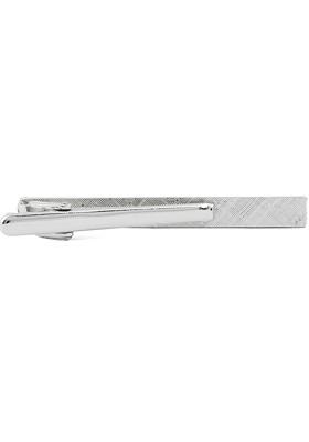 Unisex Silver Toned Striped Tie Pin