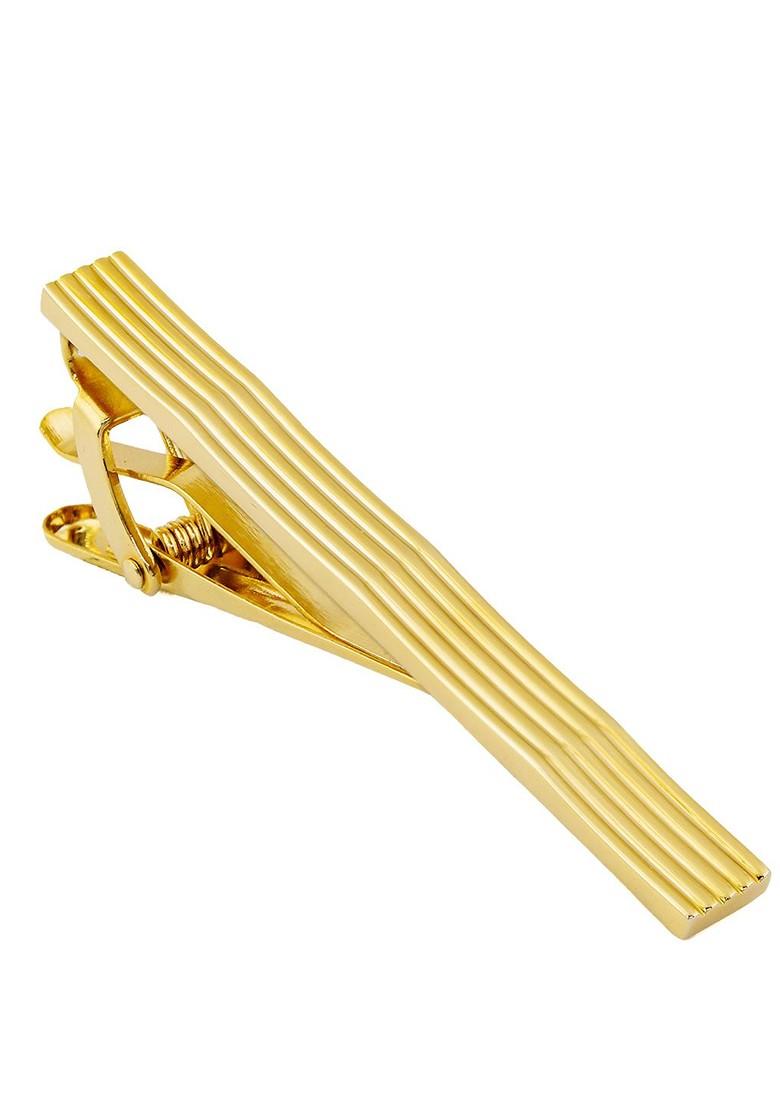 Unisex Gold Toned Textured Curves To Kill Tie Pin