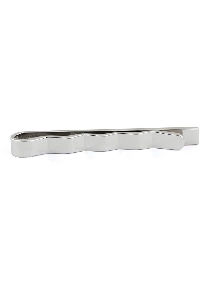 Unisex Silver Toned Twisted Tie Pin