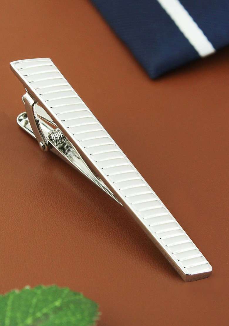 Unisex Silver Toned Suave Tie Pin - Indya
