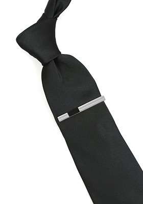 Unisex Silver Toned Black Onyx Studded Tie Pin - Indya