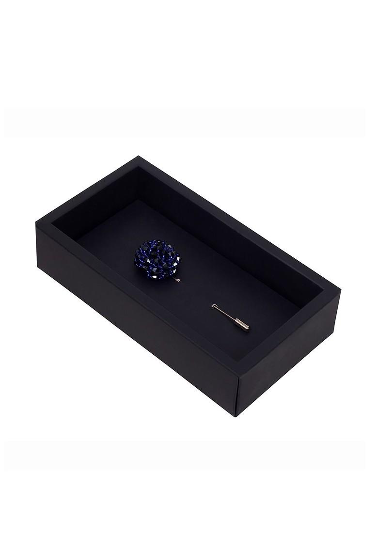 Unisex Blue Crystal Beaded Spiral Flower Lapel Pin