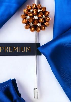 Unisex Copper Stone Flower Lapel Pin