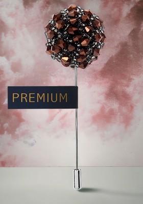 Unisex Brown Silver Toned Crystal Flower Shaped Lapel Pin