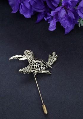 Jewel Junction Men Gold Toned Bird Shaped Brooch