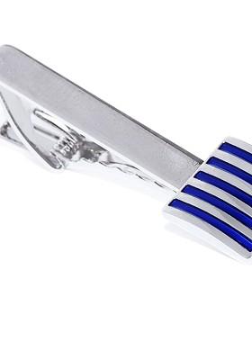 Men Silver Toned Blue Brooch Tie Pin