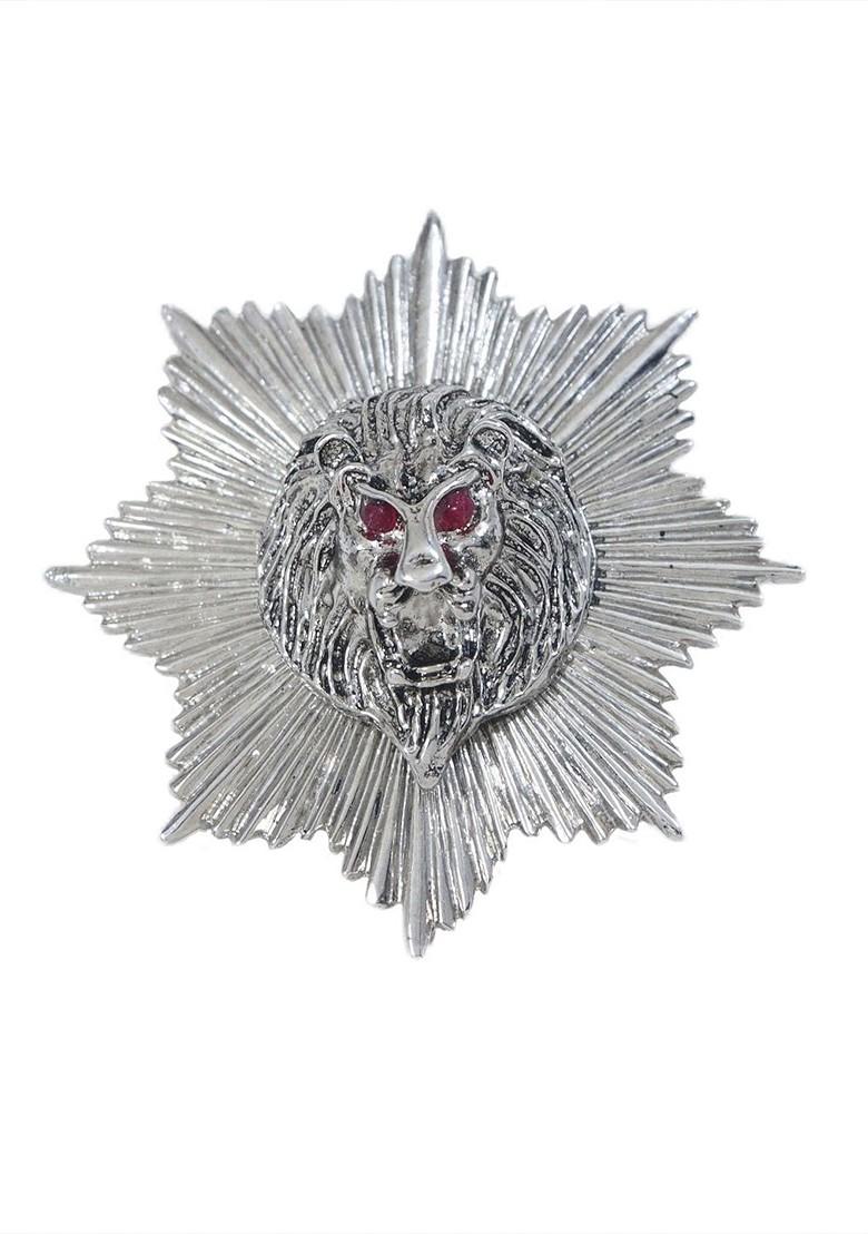 Men Metallic Toned Magestic Roar Lion Face Brooch