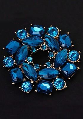 Gold Plated Artificial Stones Studded Minimal Brooch