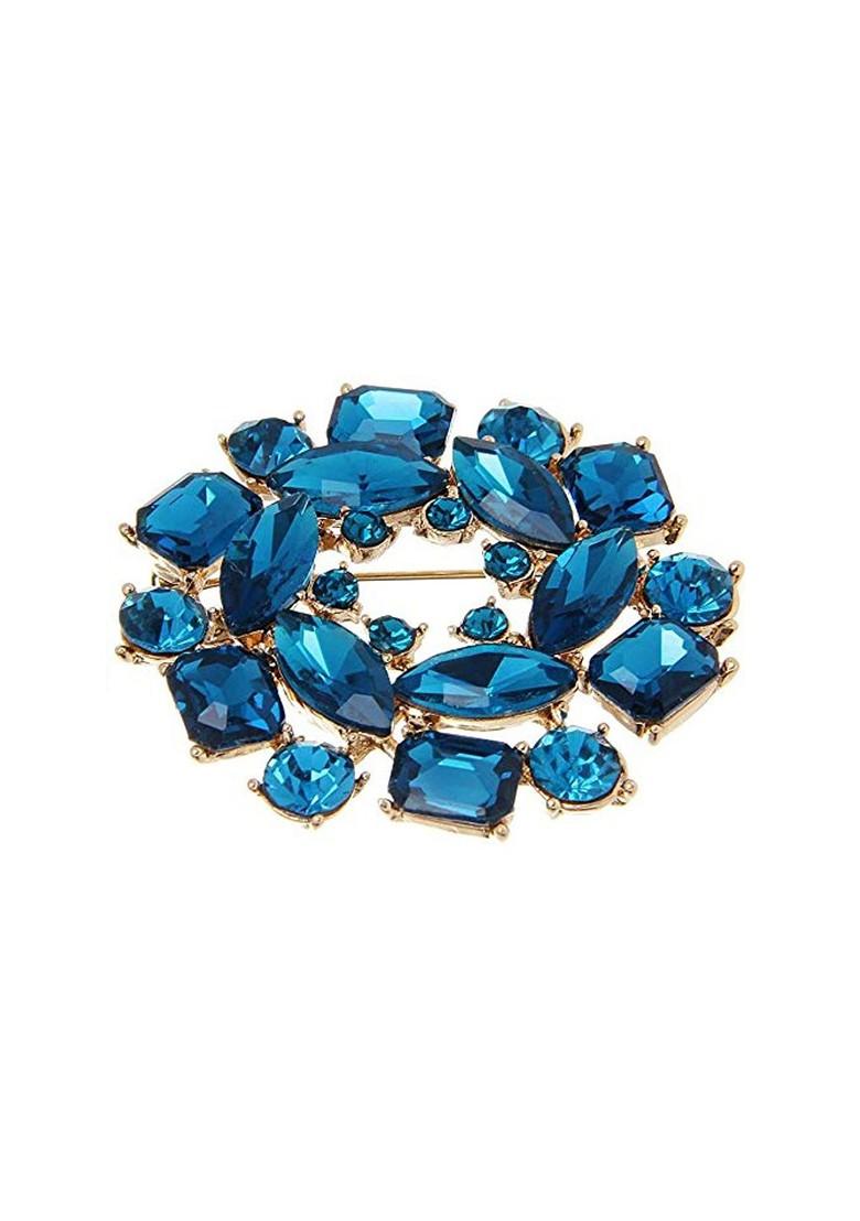 Gold Plated Artificial Stones Studded Minimal Brooch