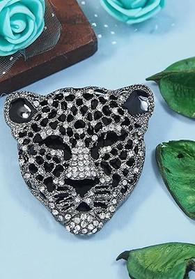 Unisex Gold Plated Tiger Face Shaped Wedding Brooch