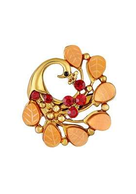 Peacock Shaped Studded Weeding Brooch - Indya
